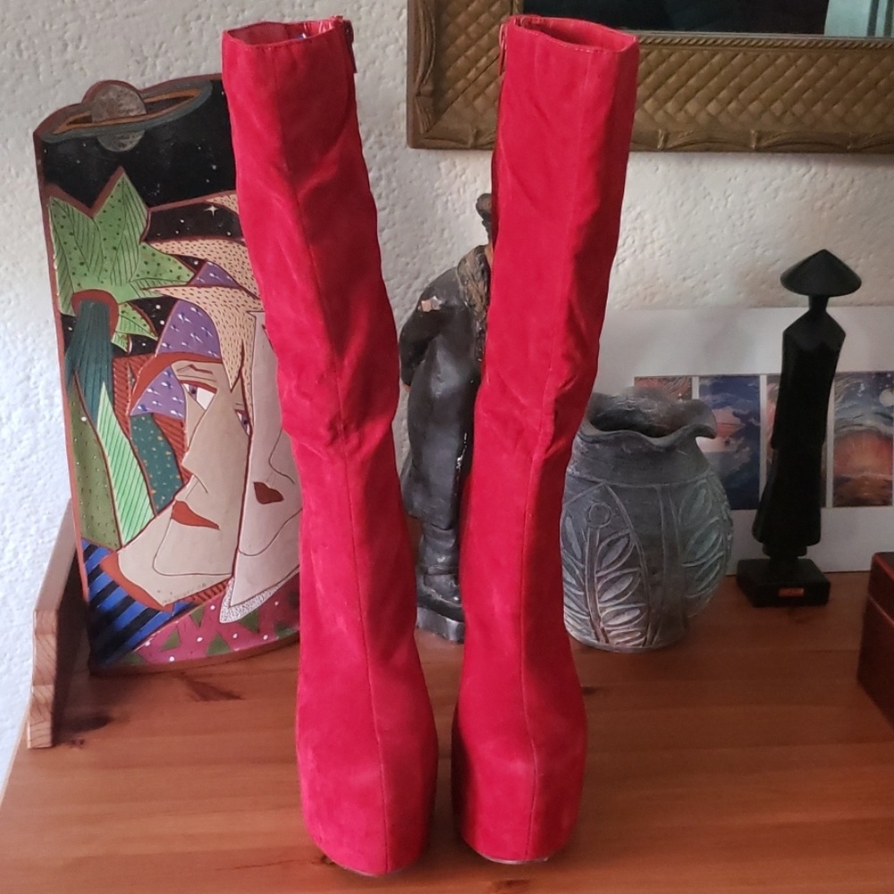 NWOT Red Mid-Calf Boots